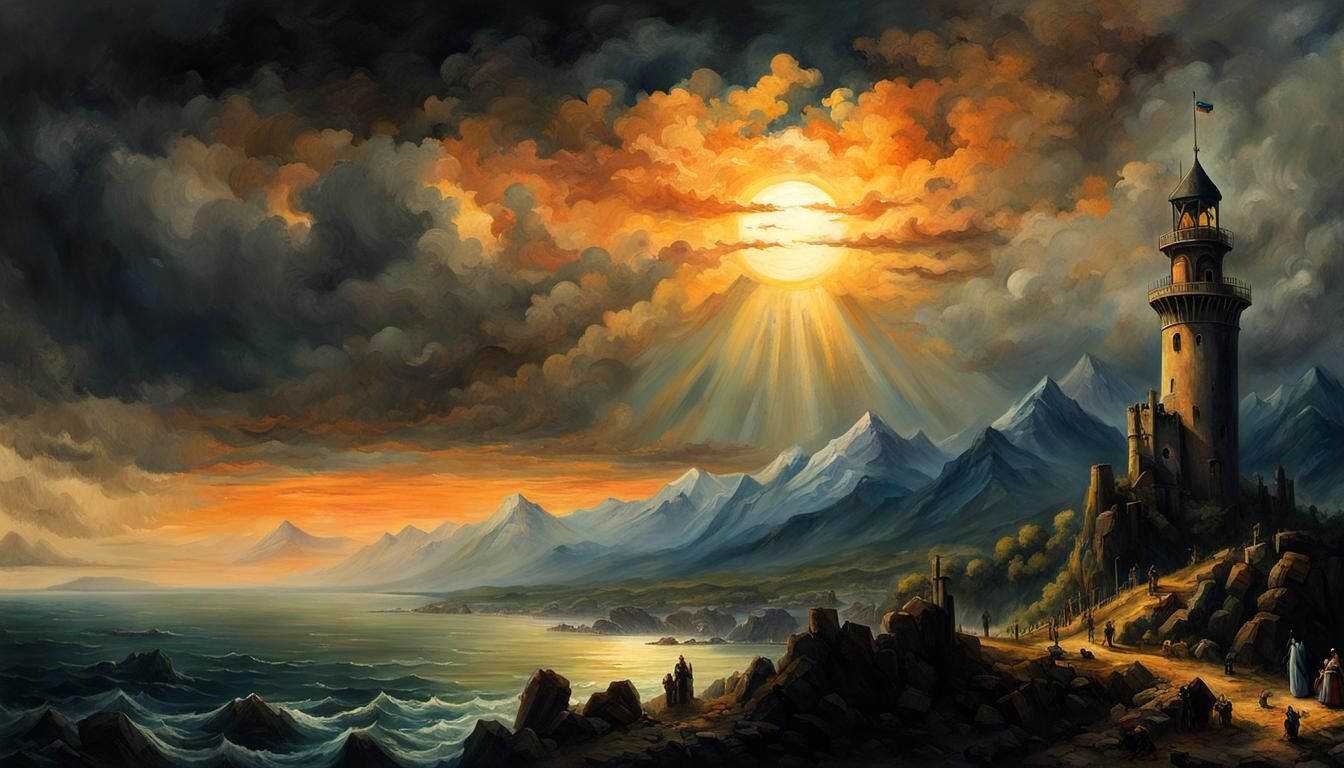 Medieval Tower Under a Dramatic Sky