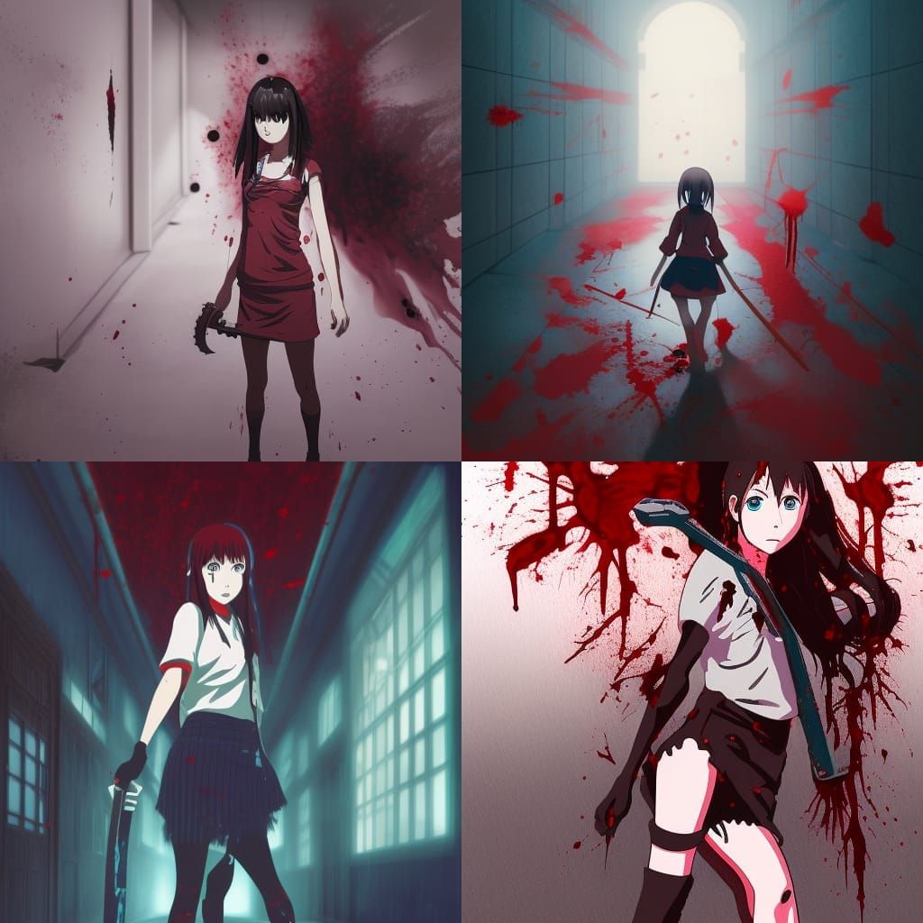 Demonic Girl with Chainsaw: Studio Ghibli Anime Visual