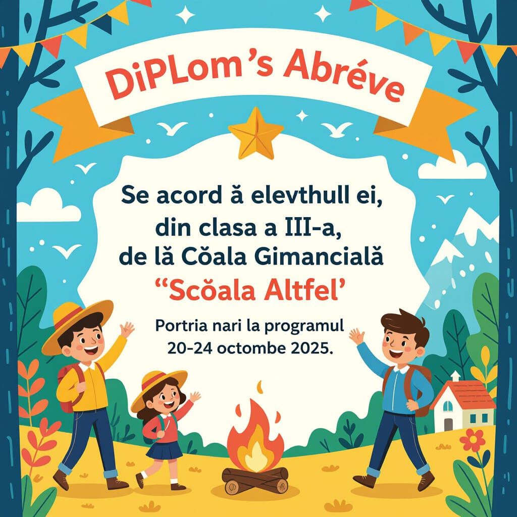 Colorful Children's Diploma for Young Explorers