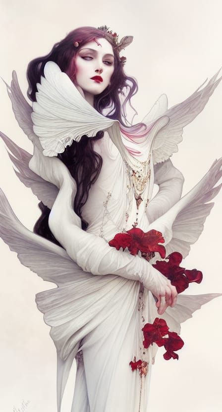 Vampire Goddess Portrait in Art Nouveau Style