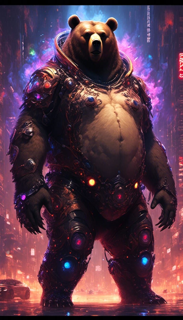 Surreal Obese Bear in Elaborate Dark Design
