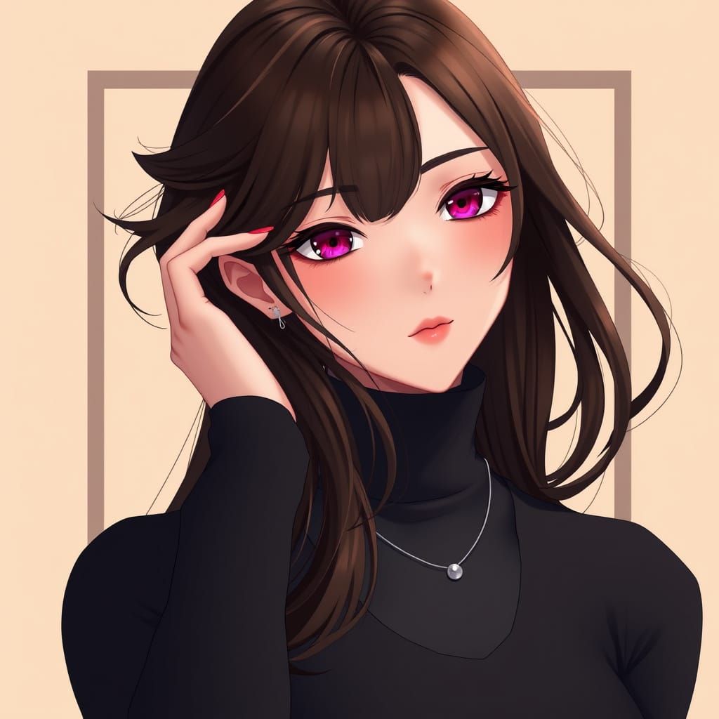 Anime Girl with Magenta Eyes in 3D Art Style