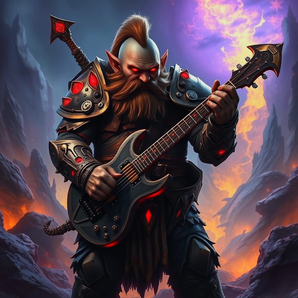 Dark Fantasy Dwarf Shredder in Epic, Matte Painted Style