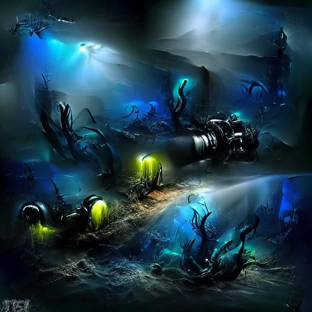 Bioluminescent Deep Sea Trench Concept Art