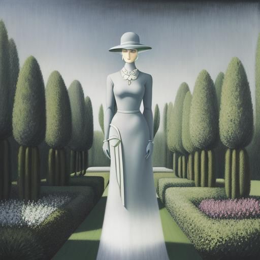 Quantum Garden in Surrealist Futurism Style