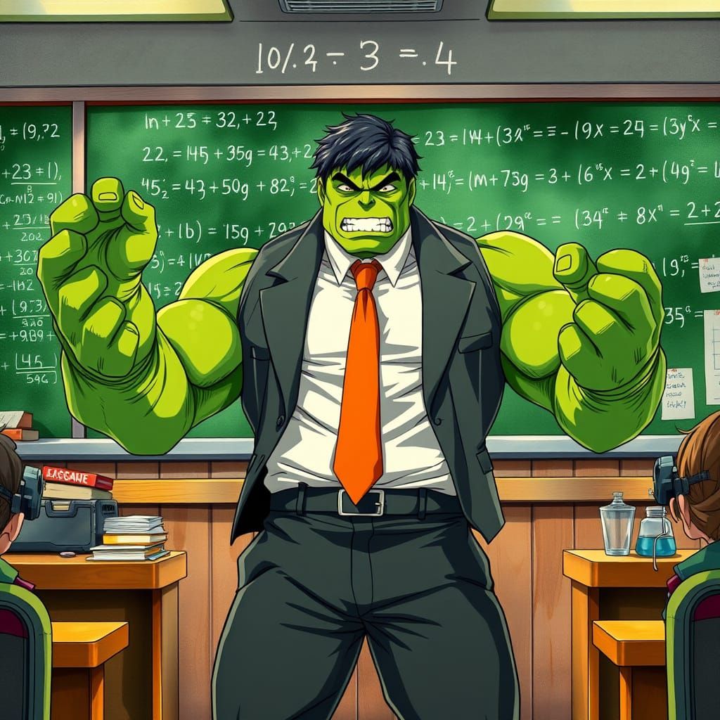 Hulk Teaches Physics in Vibrant Anime Style
