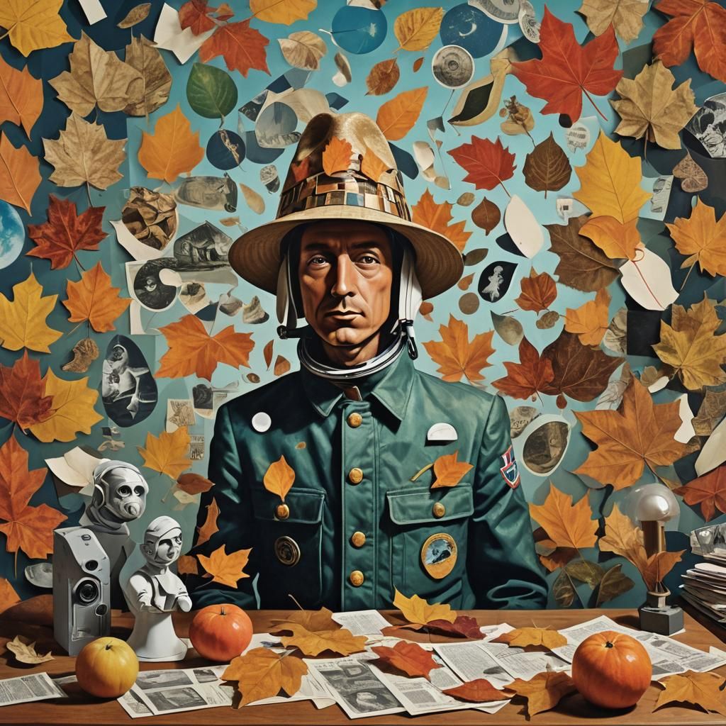 Surreal Sci-Fi Astronaut in Paper Collage Style