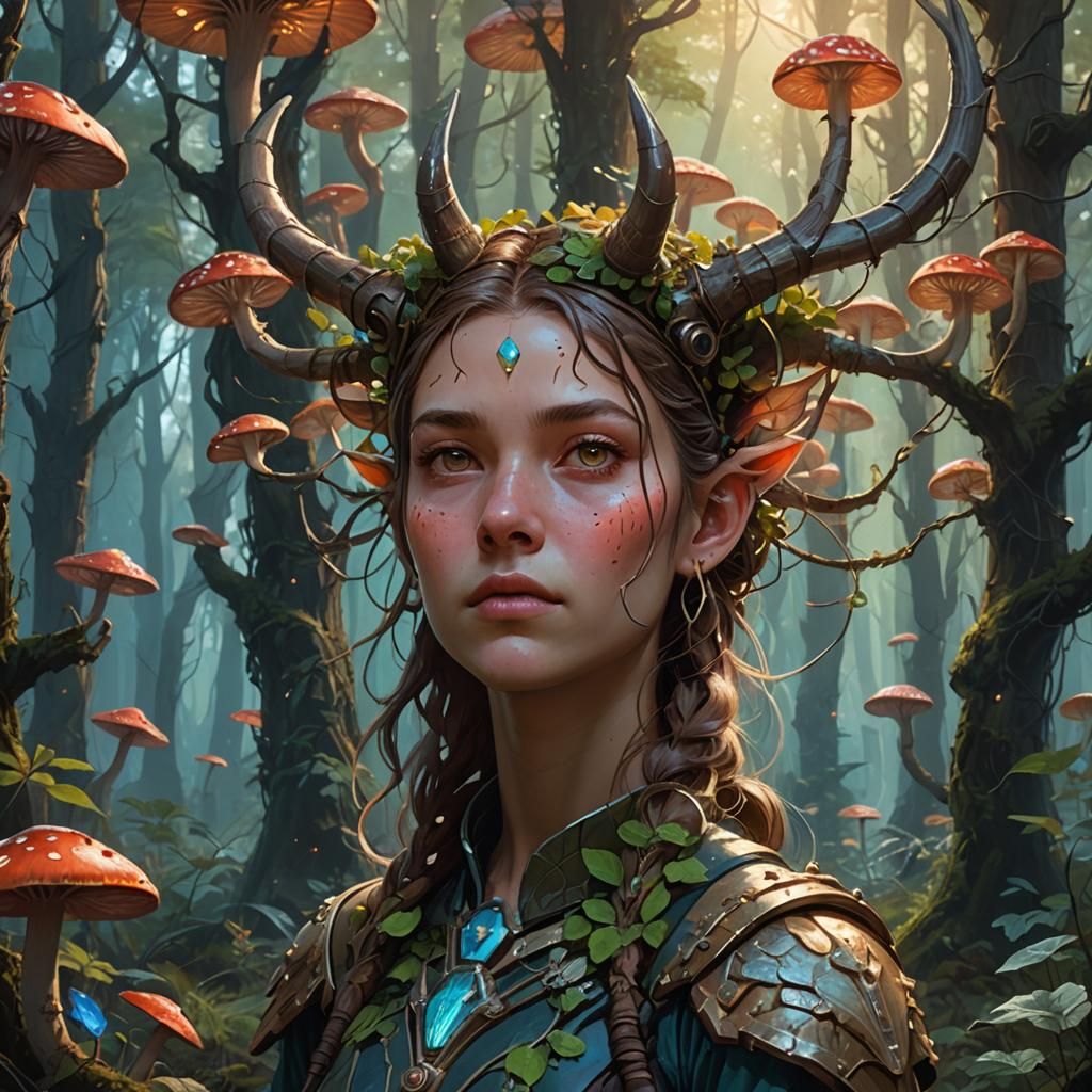 Fantasy Girl Portrait in Mystical Forest