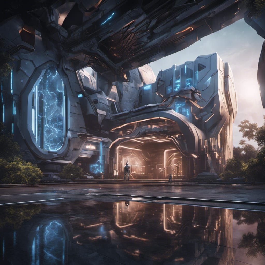 Futuristic High-Tech Research Facility: Matte Painting