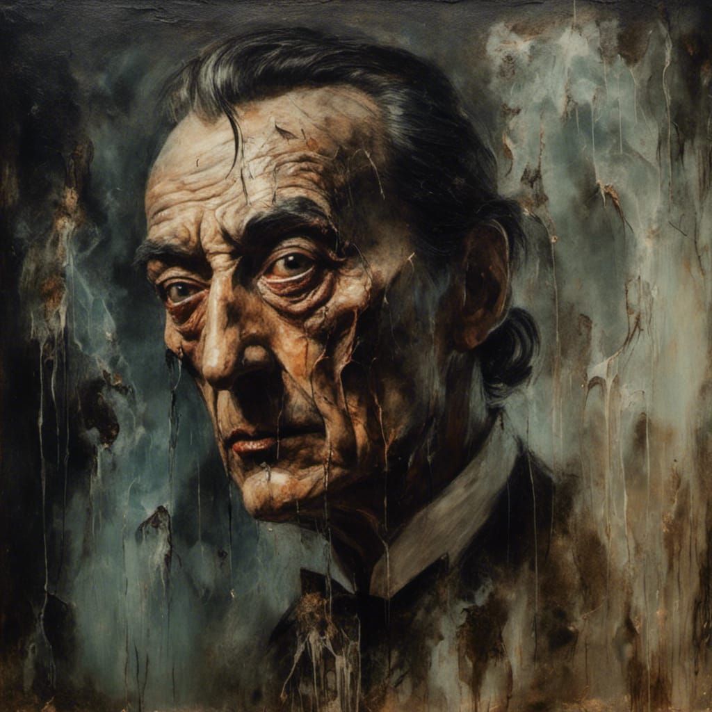 Surreal Person in Shadows: Oil Painting