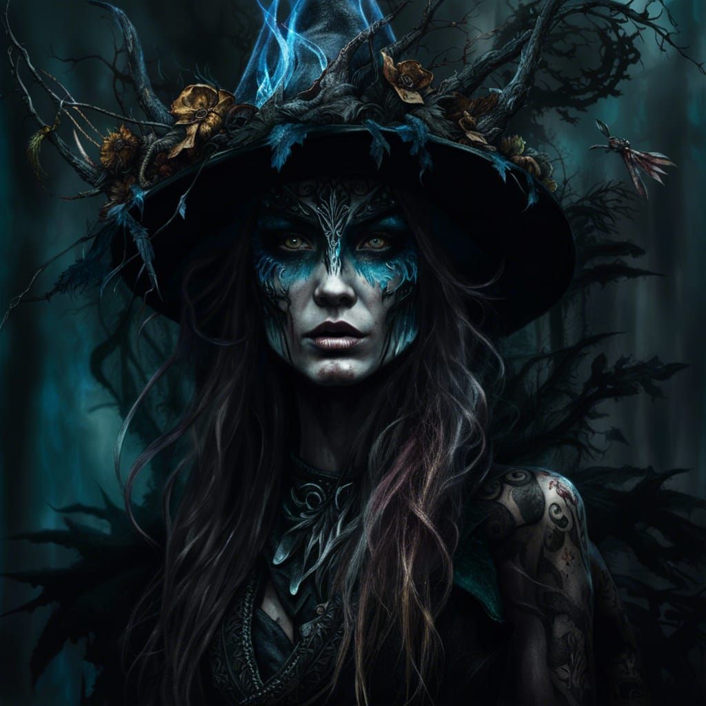 Feral Elven Druid in Ghostly Forest, Vess Style