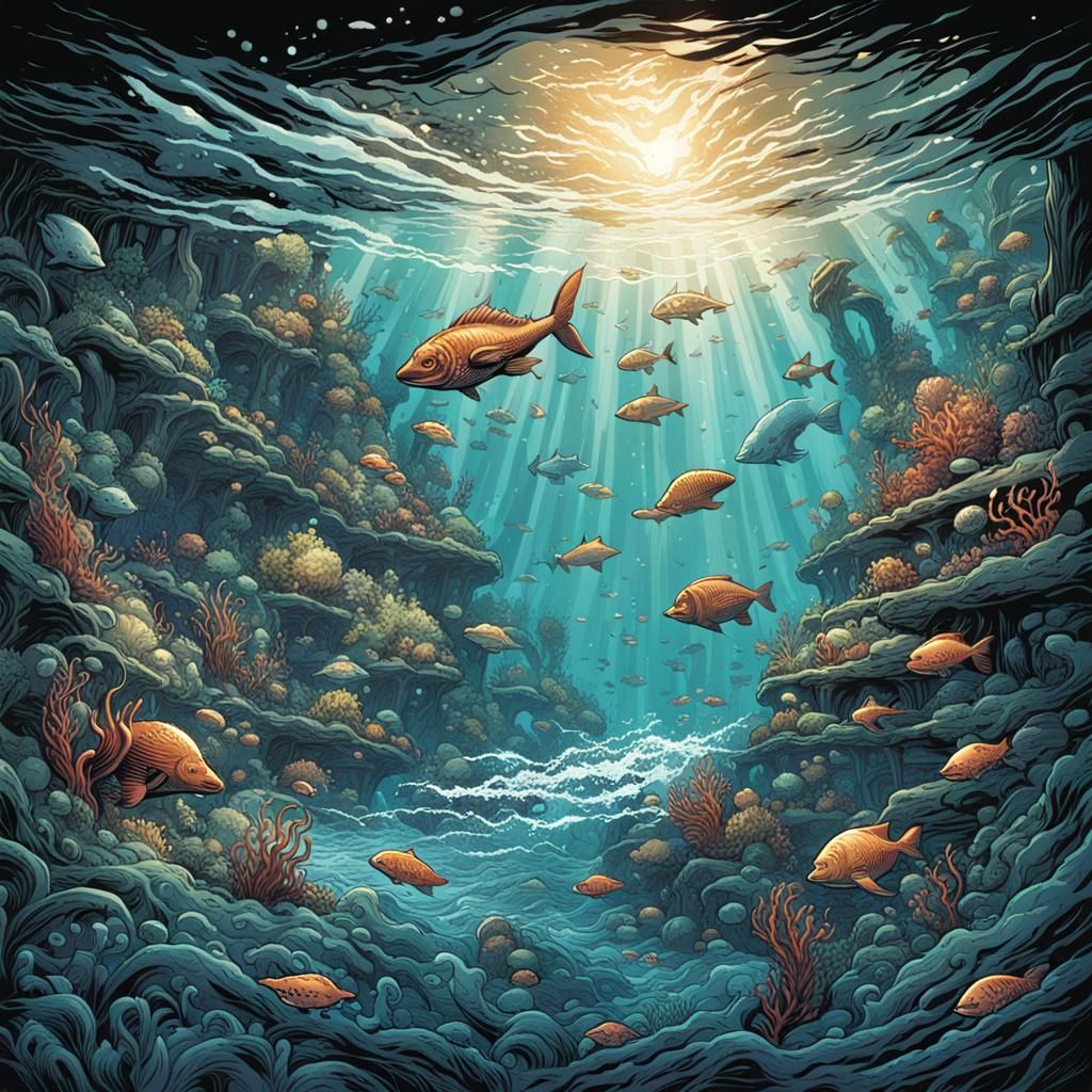 Vibrant Undersea Comic Book Art