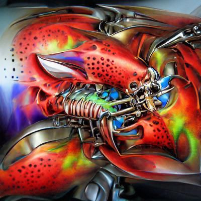 Intricate Biomechanical Lobster Digital Rendering