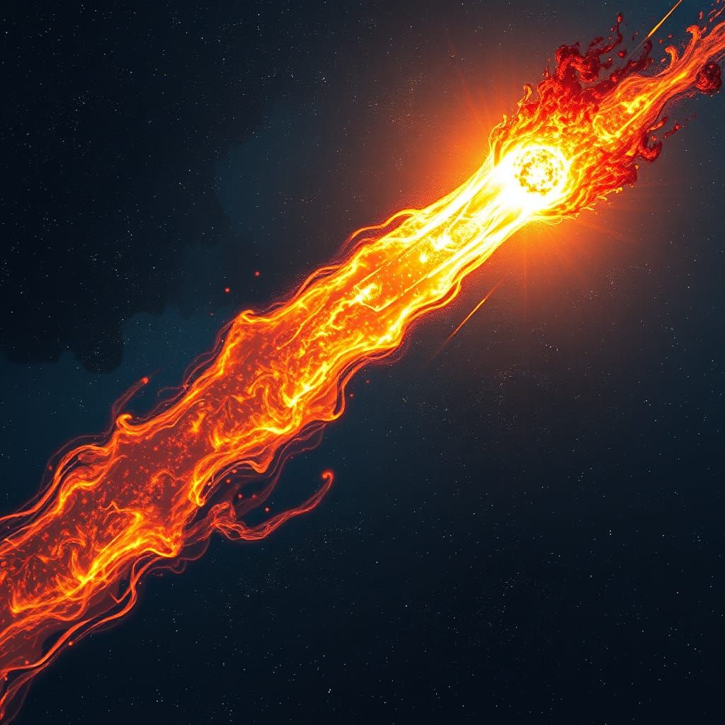 Fiery Comet Blazes Across Starry Night Sky