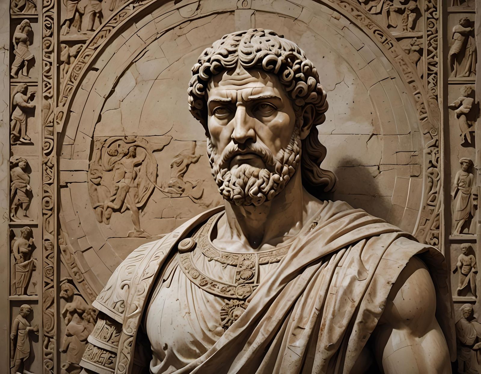 Stoic Male Statue from Ancient Times: High-Resolution Image