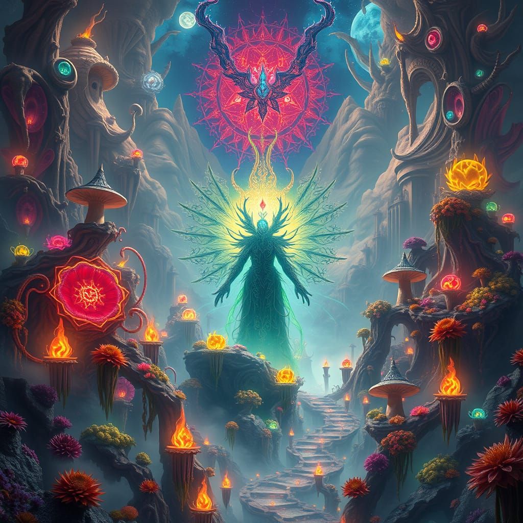 Ethereal Being Radiates Mystique in Dreamlike Landscape