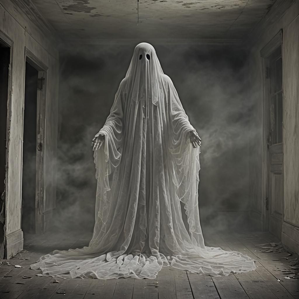 Ethereal Ghost in Haunted Room