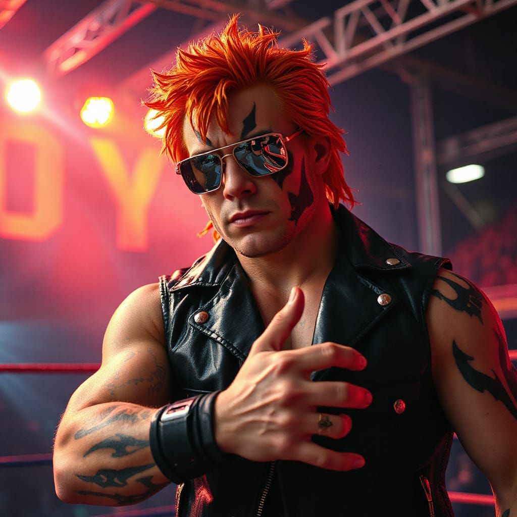 Wrestler Action Figure in Steel Cage Arena