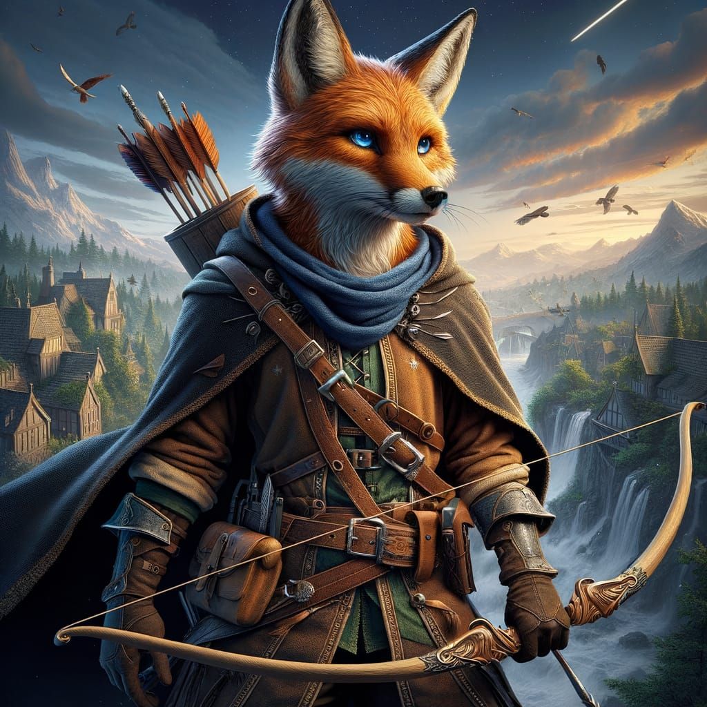 Fantastical Fox Ranger in a Vibrant Fantasy Realm