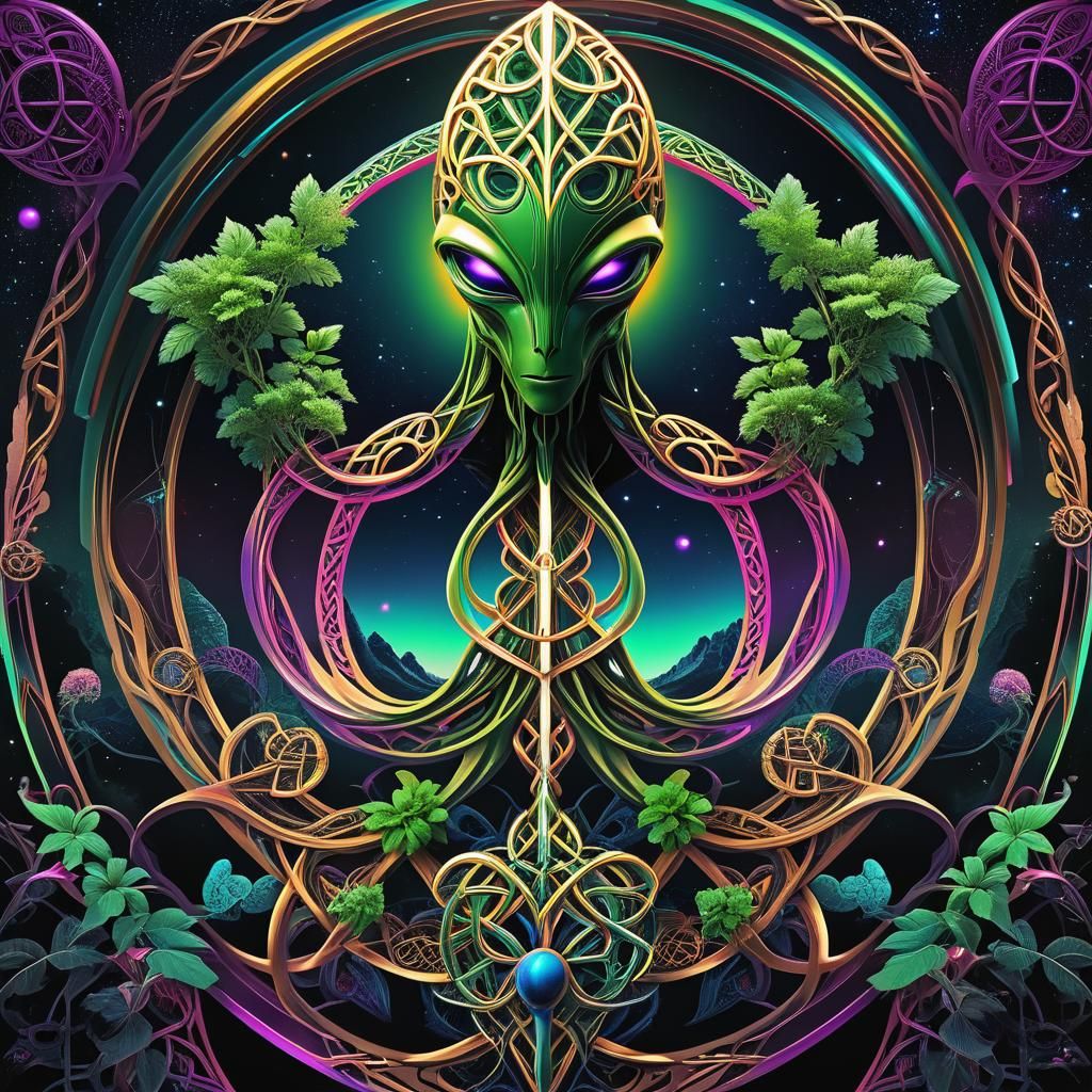 Retrofuturistic Alien Earth: Synthwave Celtic Knots