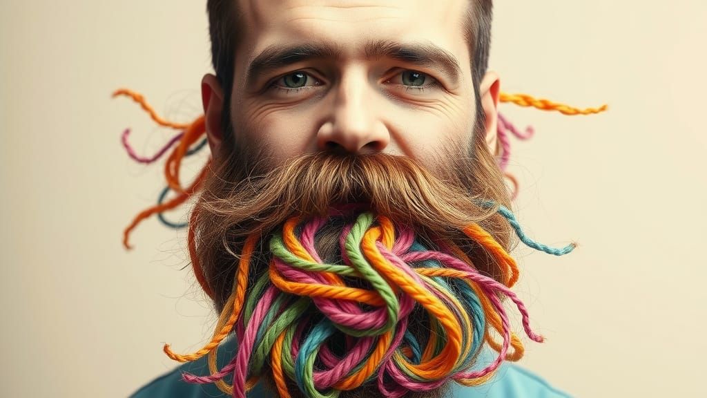 Man with Rainbow Beard in Romantic Art Nouveau Style