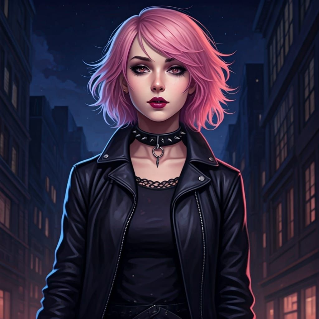 Pink-Haired Vigilante Soars, Cel-Shaded Anime Art