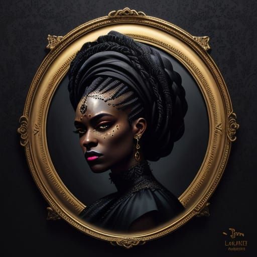 Gothic Woman Portrait in Kehinde Wiley Style