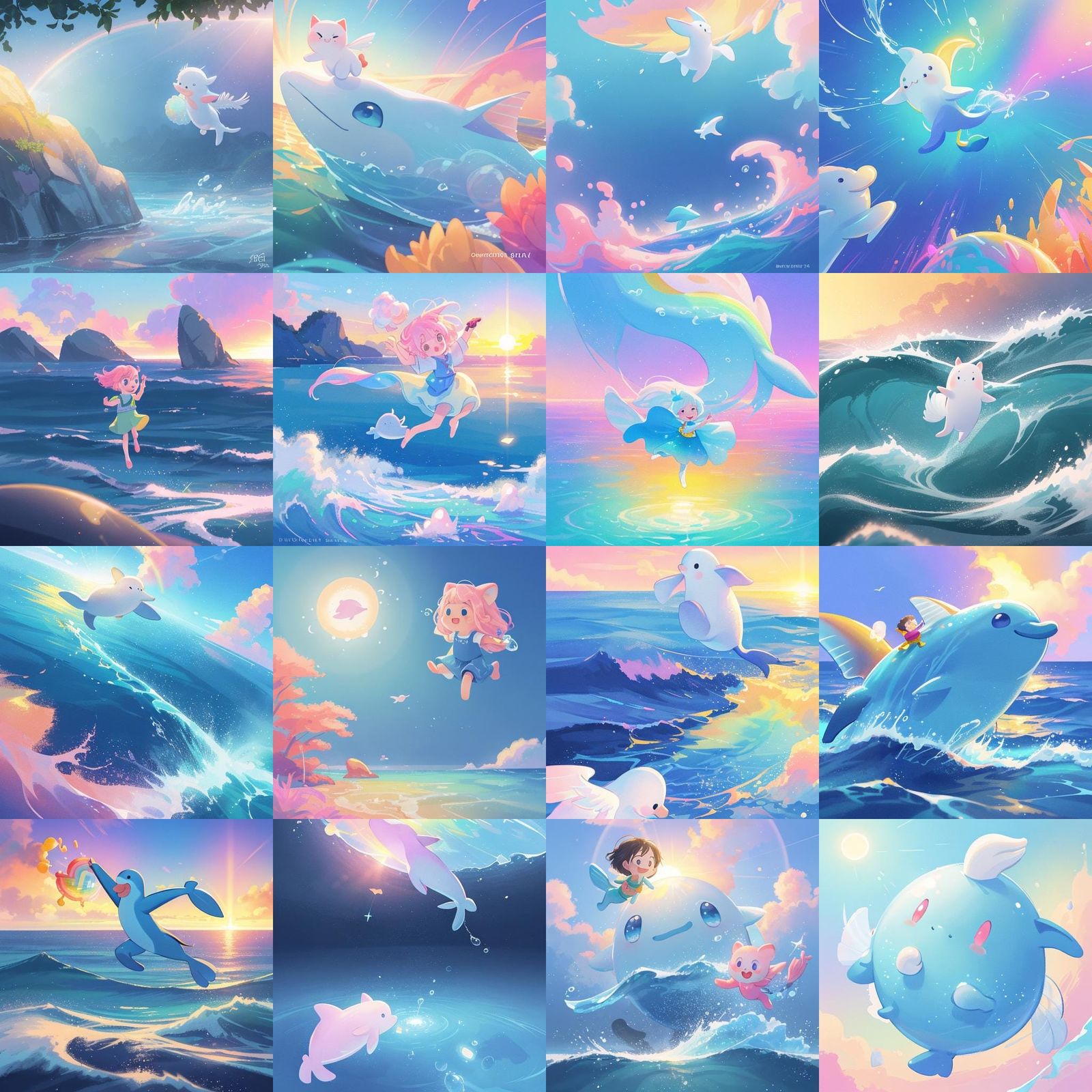 Pink Dolphin Jumps at Sunset: 3D Digital Art