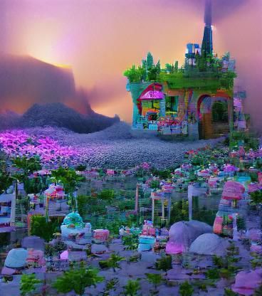 Cinematic Fairy Town in Post-Apocalyptic Wonderland