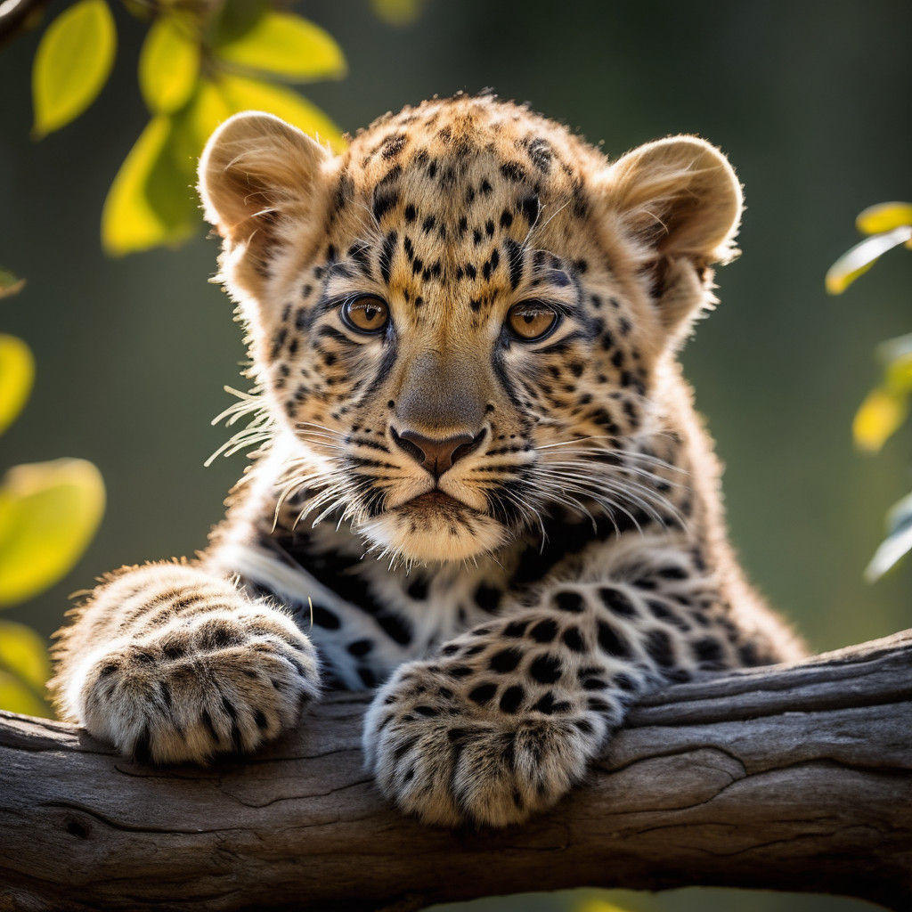 Serene Leopard Cub in Nature's Embrace