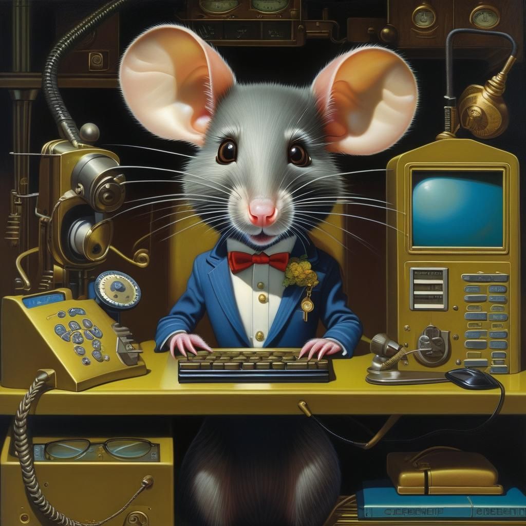 Cybernetic Rat Customer Service Representative, Surreal Art