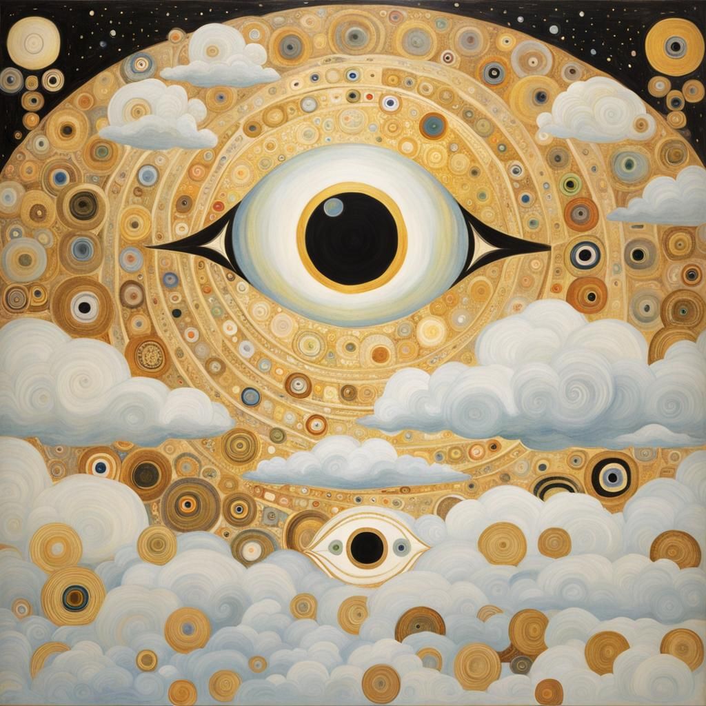 Celestial Eye Watching Over Children in Gold and White