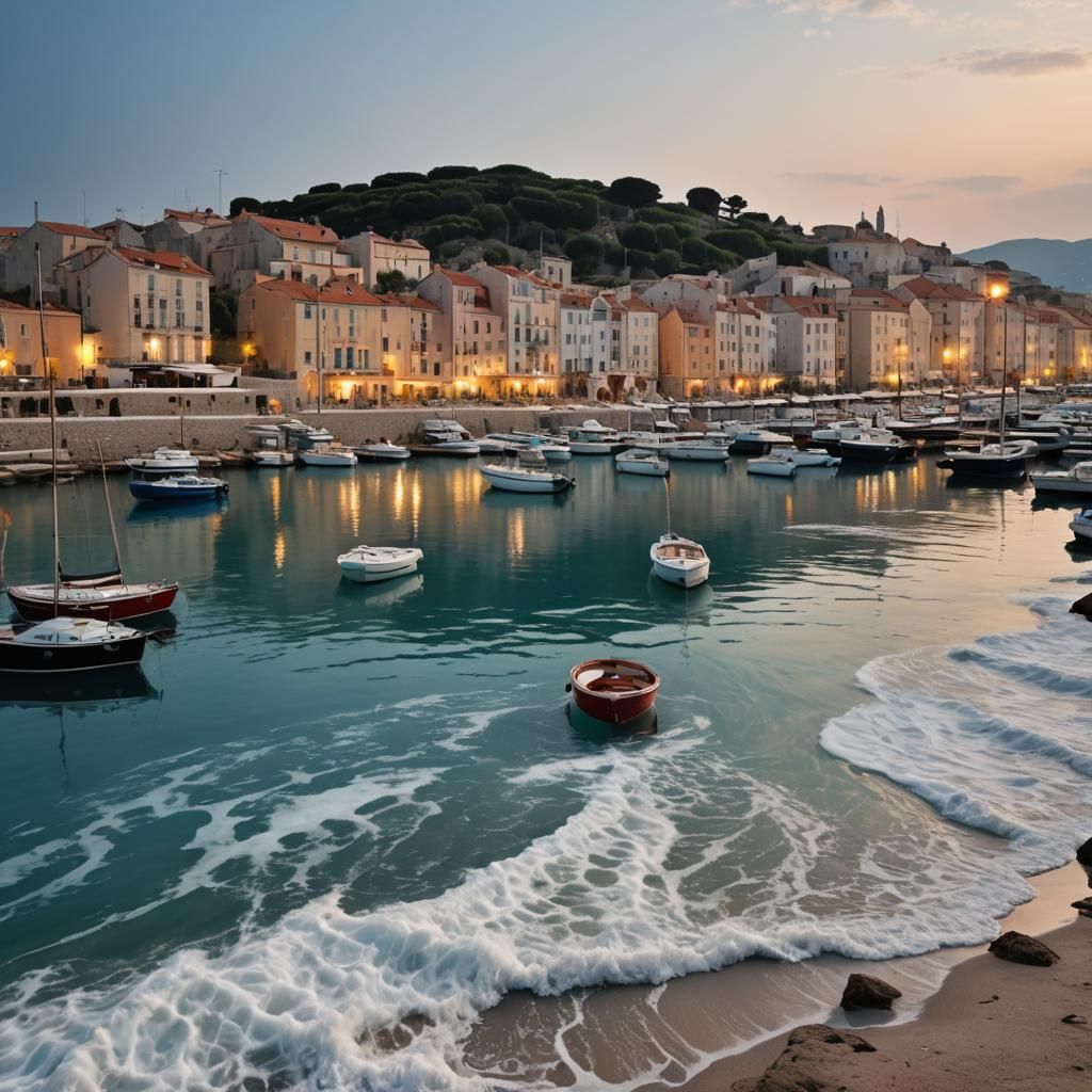 Serene Seascape: Cinematic Film Still of Calm Waves