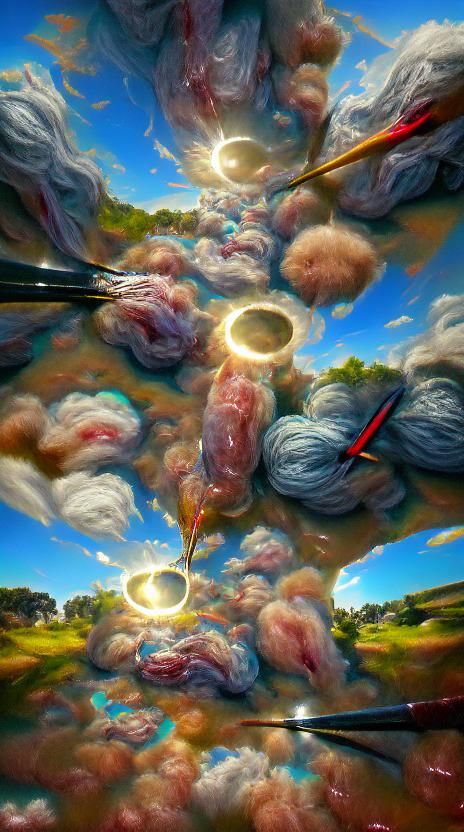 Surreal Dreamscape: Oil Painting with Cosmic Clouds