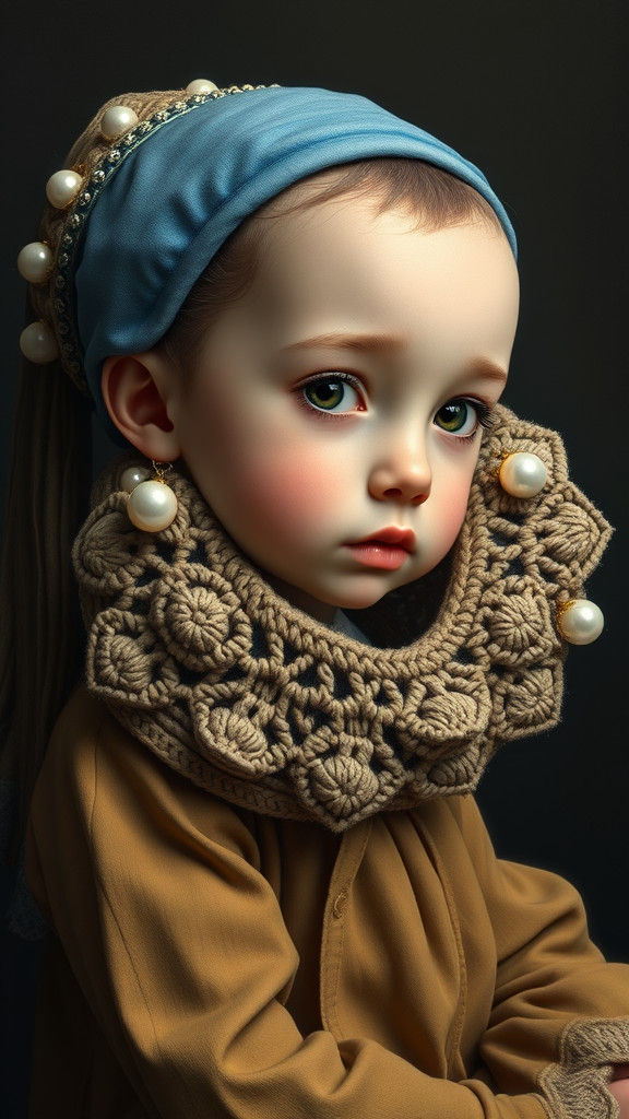 Girl with Crochet Earring: Dreamlike Matte Painting