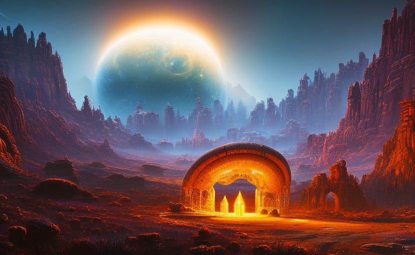 Abandoned Martian Settlement in Psychedelic Style