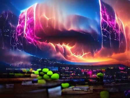 Neon Supercell in Detailed Matte Painting Style