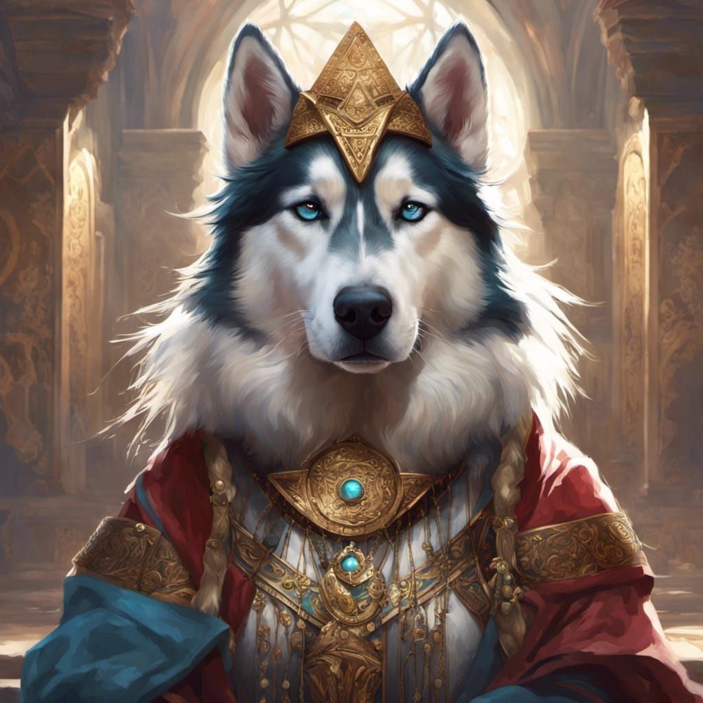 Husky Priestess in Roman Senate: Art Nouveau Portrait