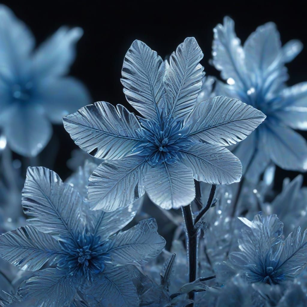 Detailed Macro of Ice Flowers and Frost Textures