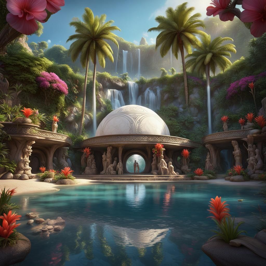 Mystical Tahitian Dome on Exotic Beach