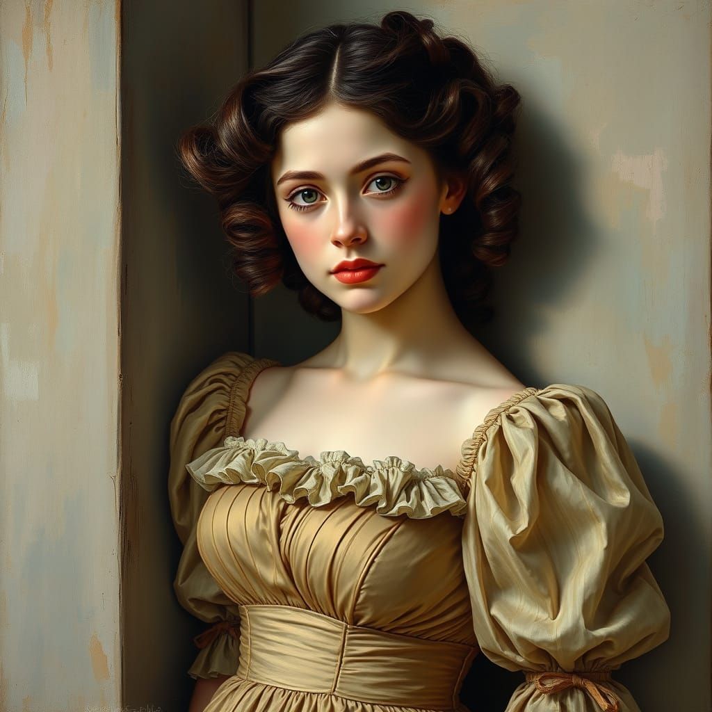 Dreamy Woman in Romantic Style Oil Painting