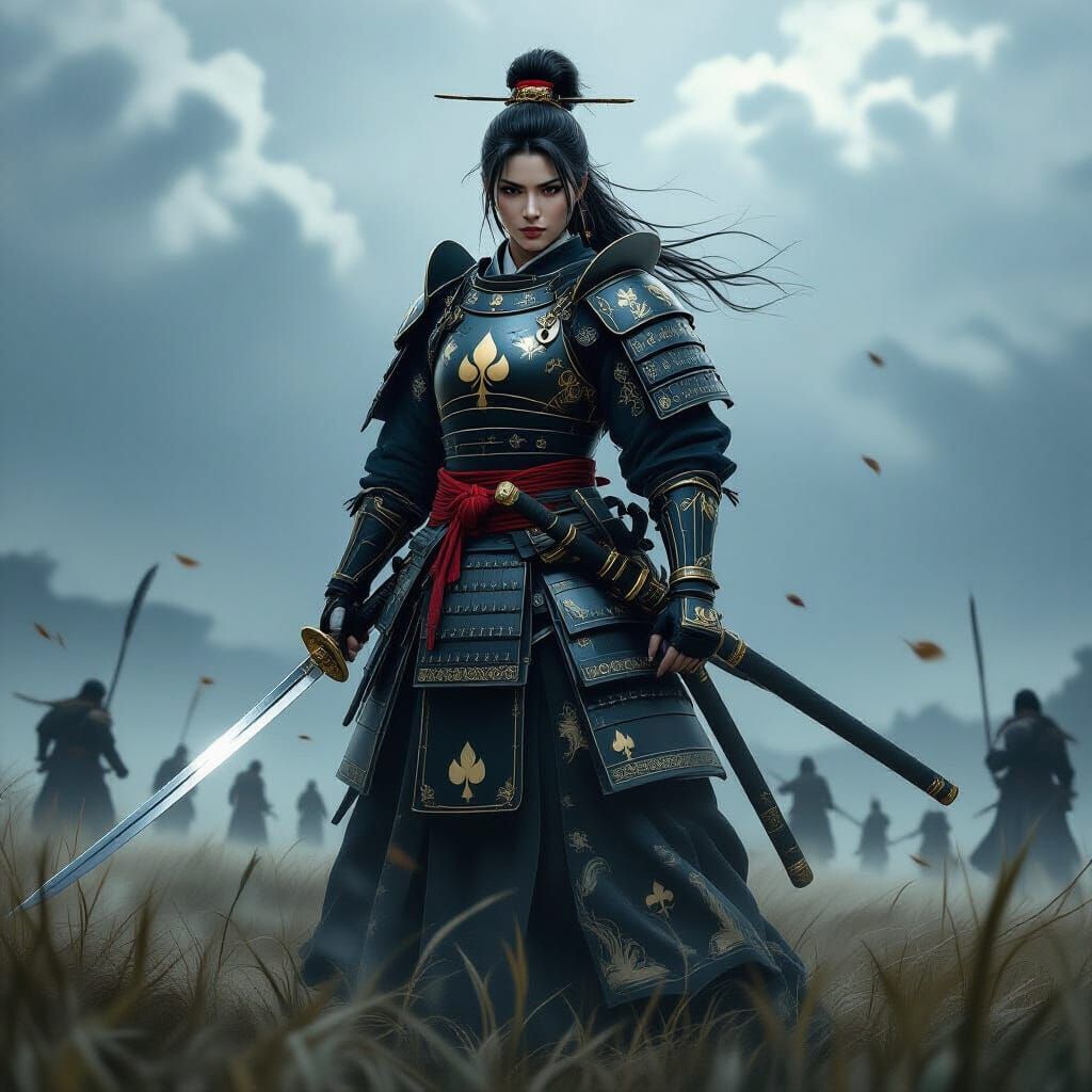 Queen of Spades as Samurai General on Battlefield