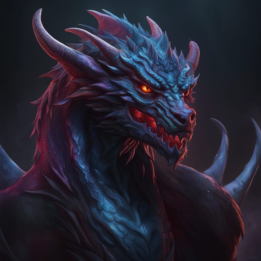 Eldritch Dragon Portrait in Hyperdetailed Style
