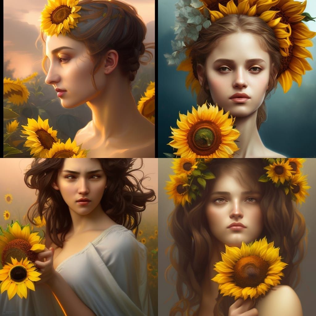 Girl with Sunflower at Mount Olympus Portrait