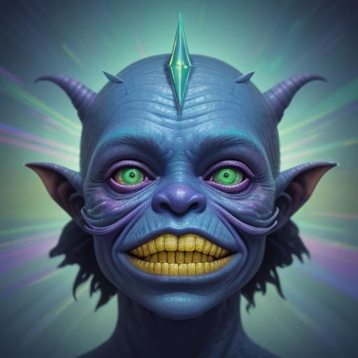 Glitched Goblin Portrait in Candy Art Style