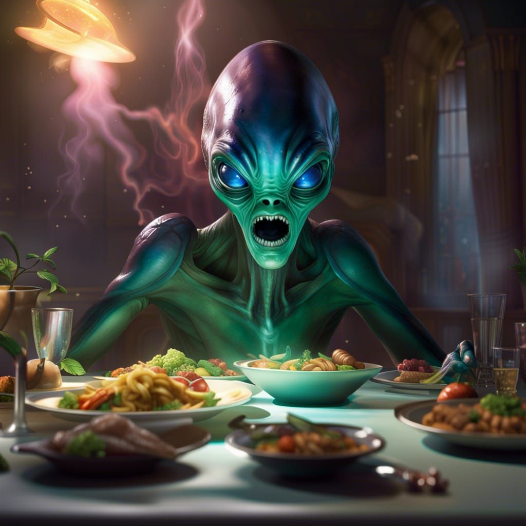 Aghast Faces at Alien Fart, Hyperrealistic Splash Art