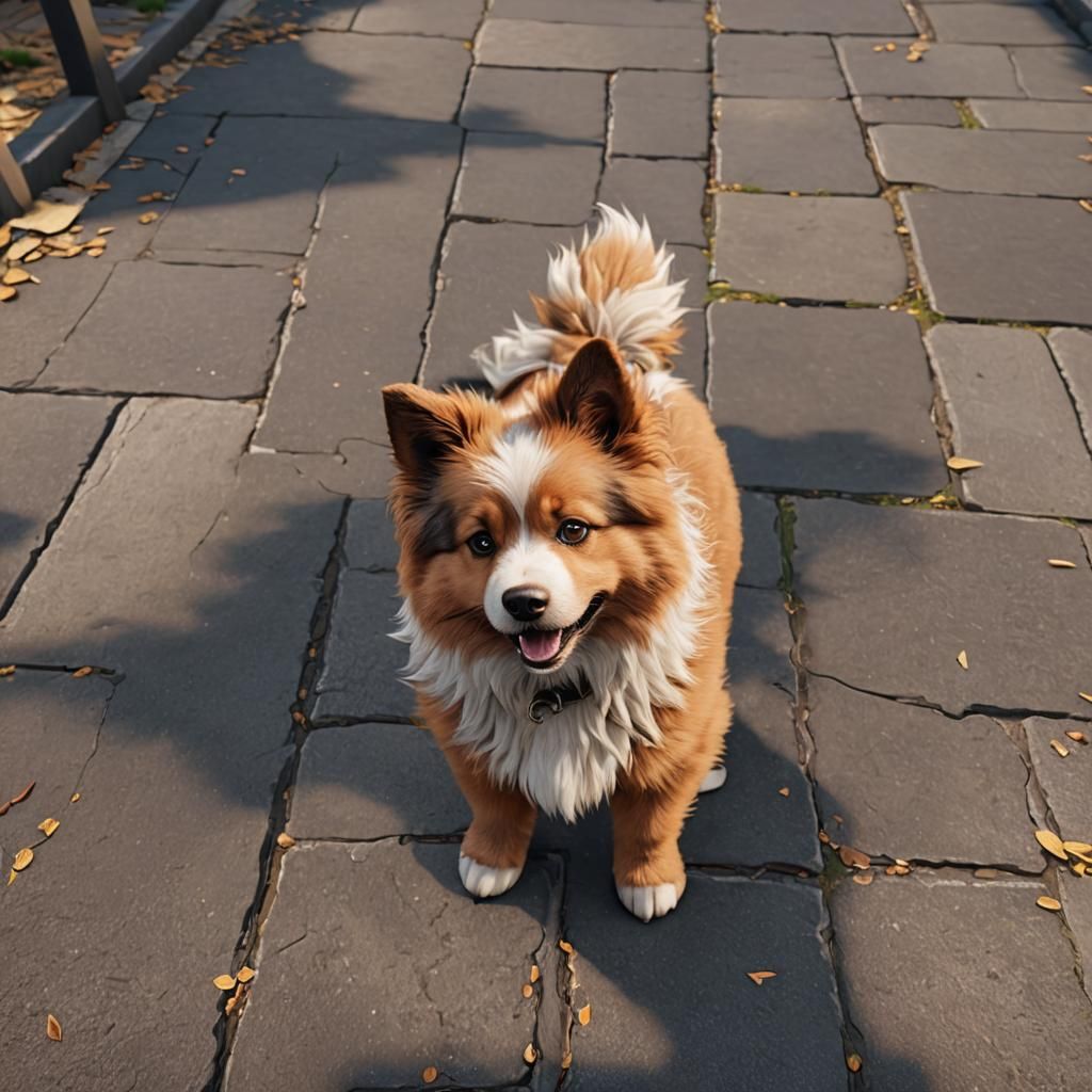 Fluffy Puppy in 3D Game Cinematic Style