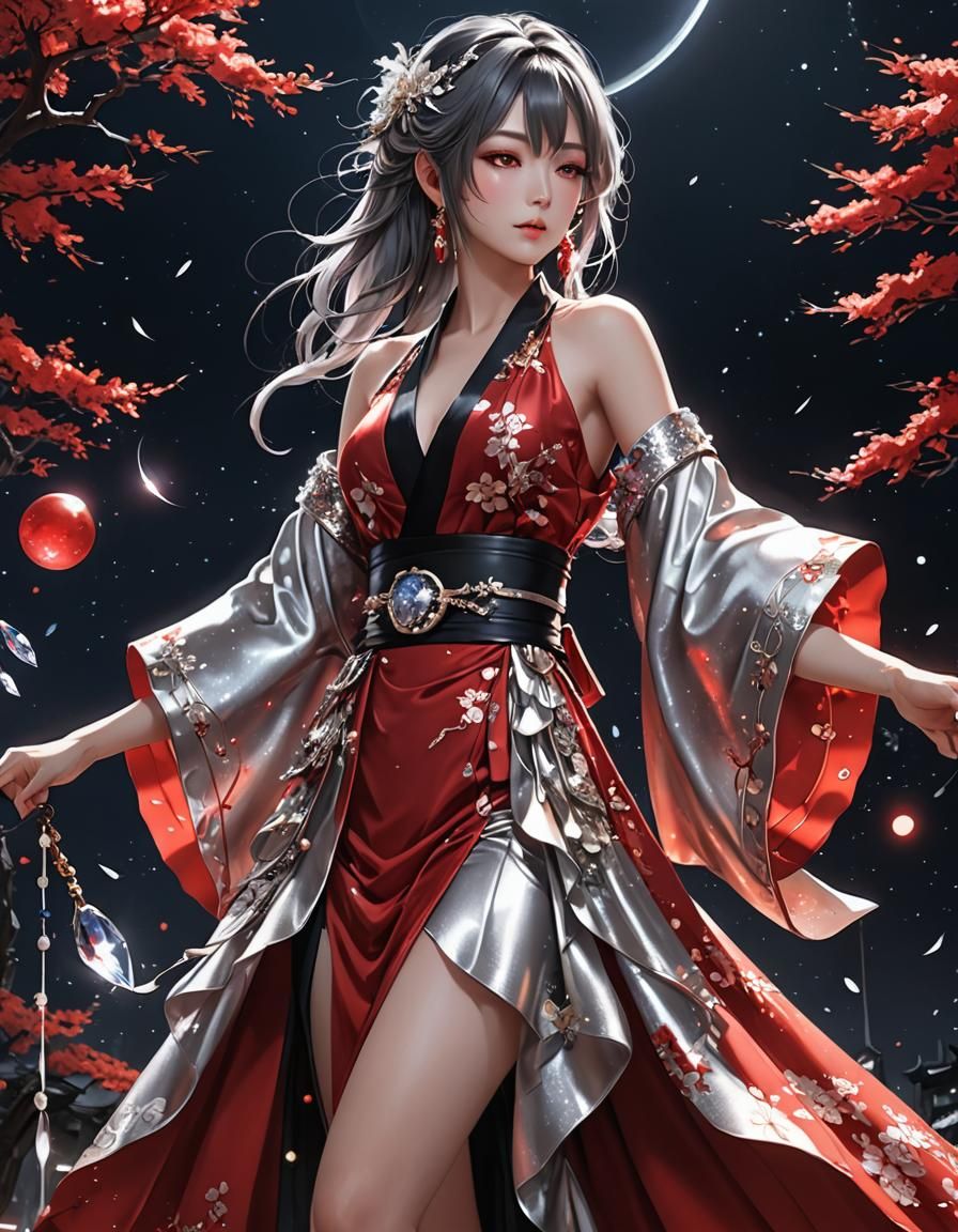 Starlight Kimono Dress in Anime Style