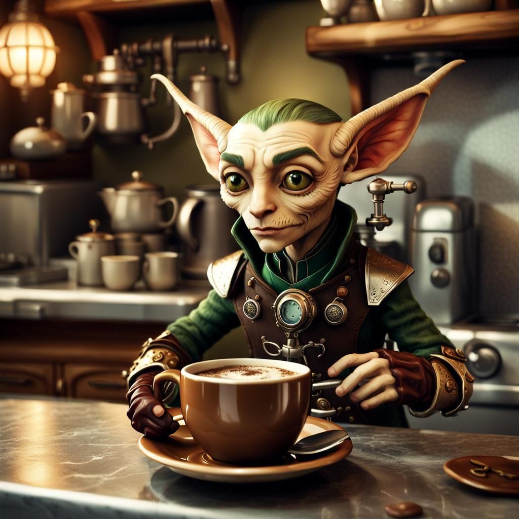 steampunkcore Elven barista