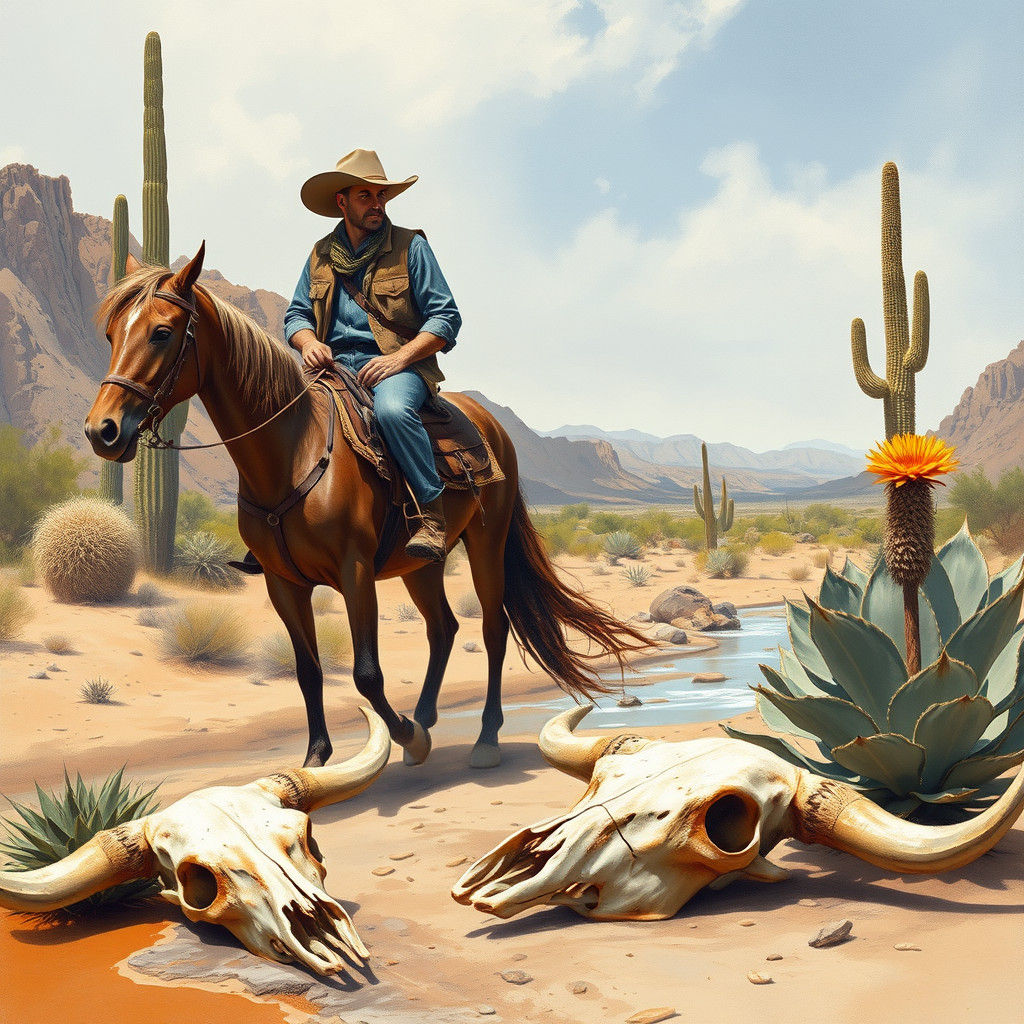 Vaquero in Baja California: Impressionist Western Scene